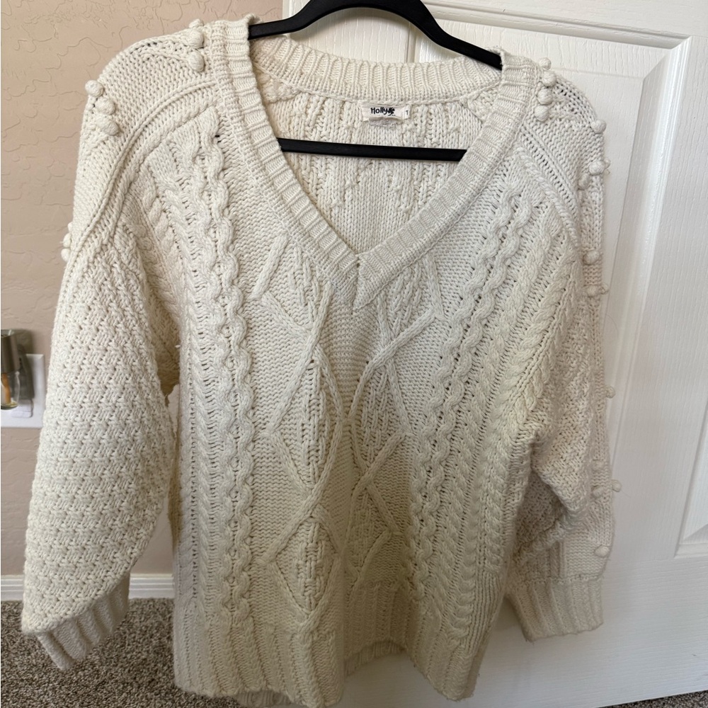 Molly Bracken Cream V-Neck Sweater